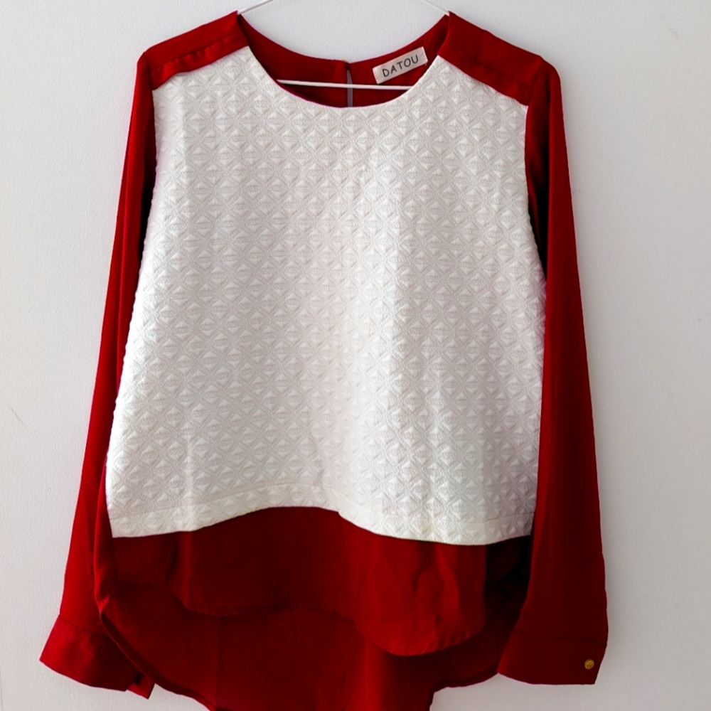 Red & White ♥️🤍 chiffon & cotton shirt size S